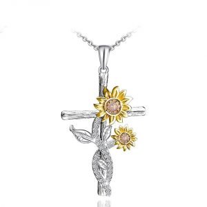 Home Sunflower Cross Necklace